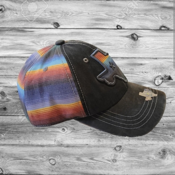 SERAPE TEXAS STATE APPLIQUE TRUCKER STRAP BACK DISTRESSED HAT REPUBLIC - Picture 4 of 8